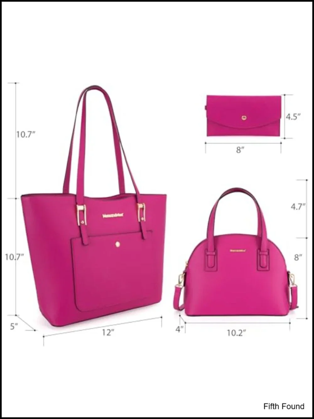 PU Leather 3Pc Tote Satchel Crossbody Wristlet Set